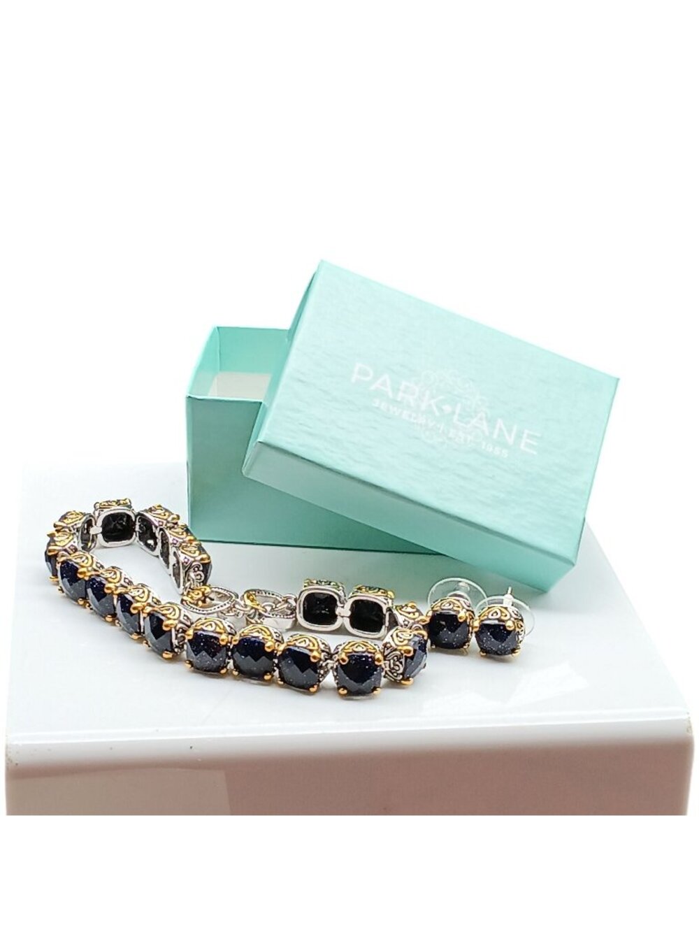 Park Lane Baby Signature Nightfall Bracelet & Earrings Set with Gold and Silver